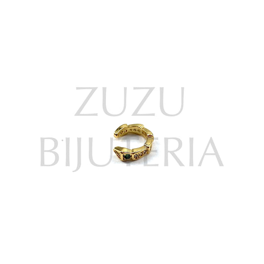 Anilha Cobra Dourado com Zirconias (Ajustável) - Latão