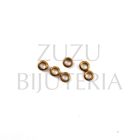 Gold Stainless Steel Bead 6mm x 3mm (4mm hole) - Pack 10