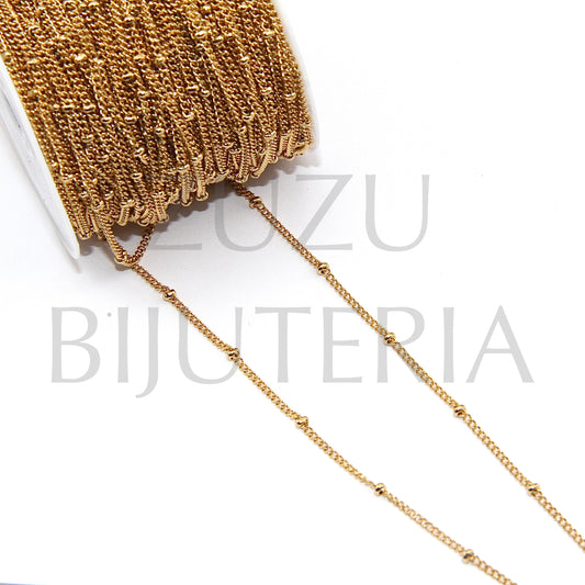 Twisted Gold Link Chain with Polka Dots 1.5mm - Stainless Steel