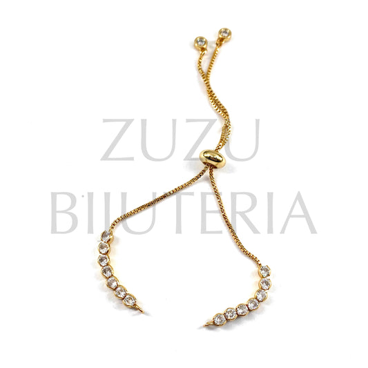 Pulseira Semi-Pronta com Zirconias (Dourado) - Latão