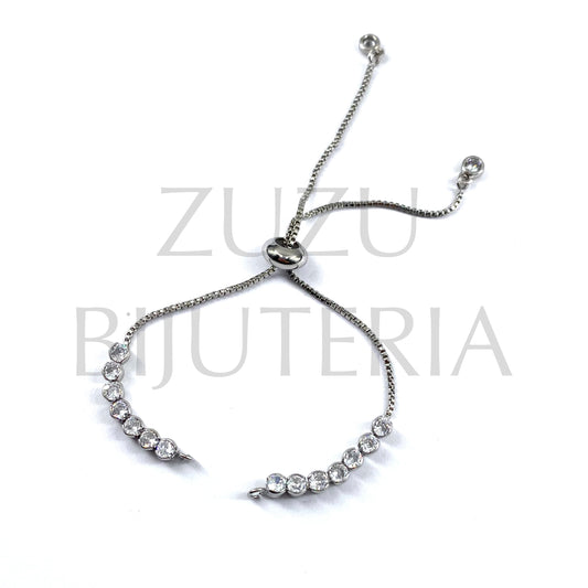 Semi-Ready Bracelet with Zirconia (Silver) - Brass