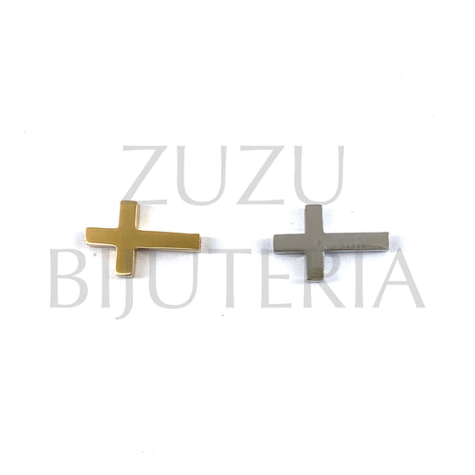 Pendant/Inset Cross 12mm x 18mm (Thick 3mm Hole 2mm) - Stainless Steel