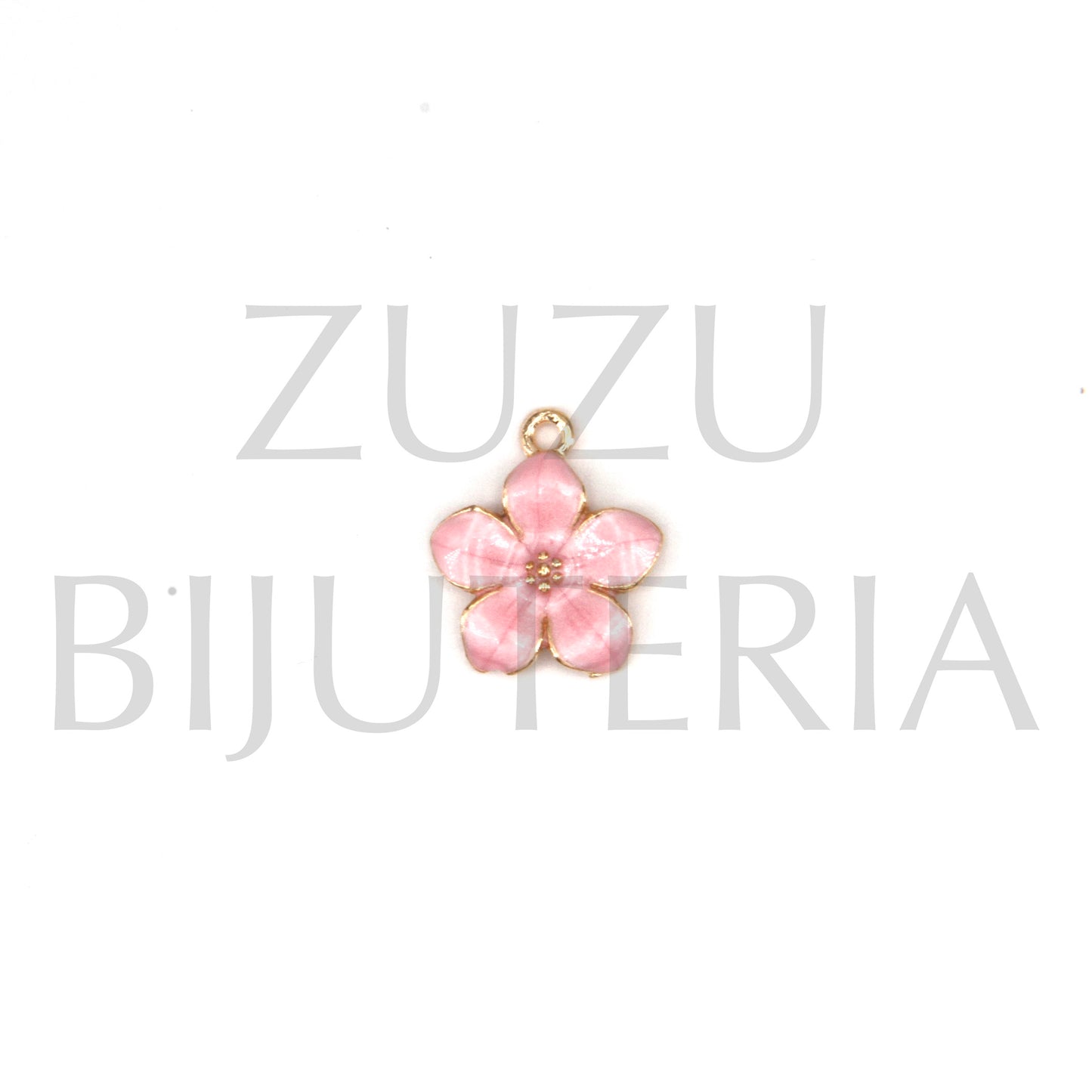 Pendente Flor Cor de Rosa 14mm - Cobre