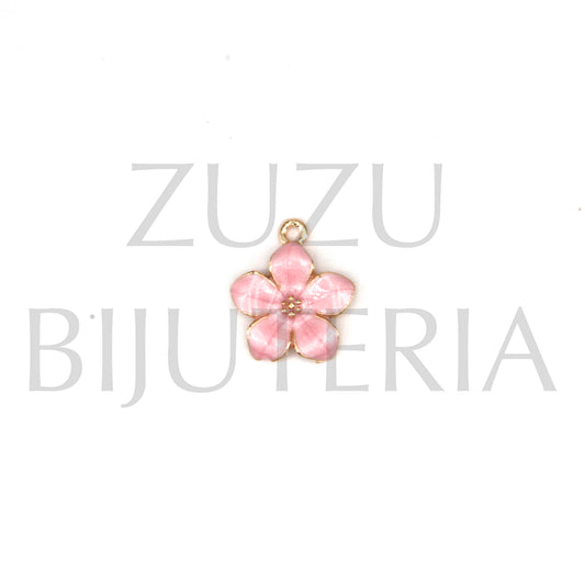 Pendente Flor Cor de Rosa 14mm - Cobre