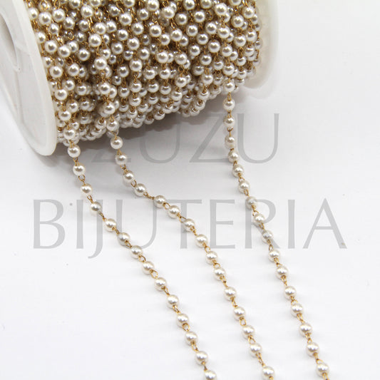 3mm Golden Pearl Chain - Stainless Steel