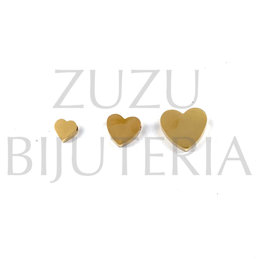 Simple Golden Heart Pendant/Inset 10mm - Stainless Steel