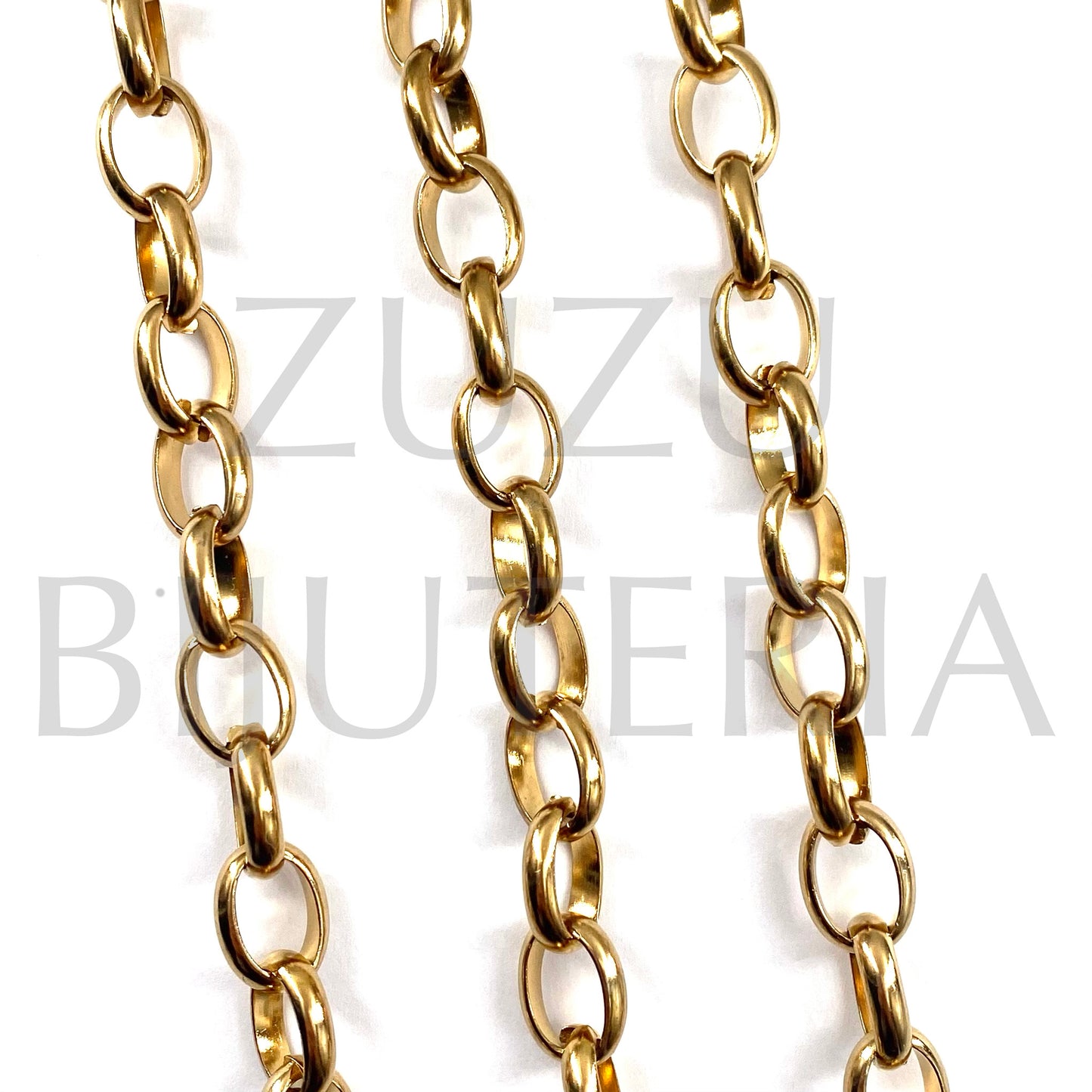 10mm Round Link Gold Chain - Stainless Steel