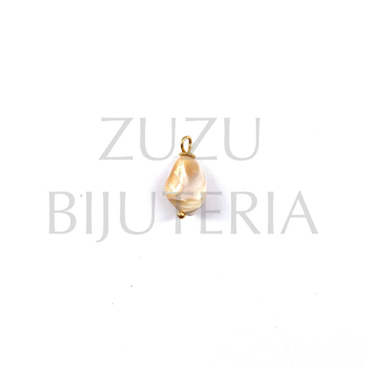 Mother of Pearl Pendant 14mm x 10mm - Stainless Steel