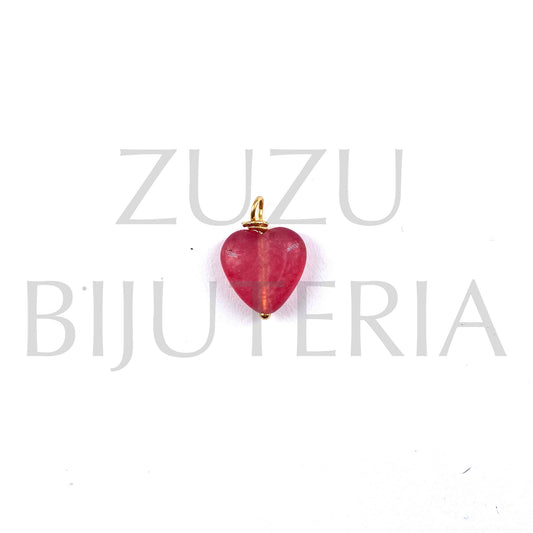 Agate Stone Heart Pendant 12mm x 11mm - Stainless Steel