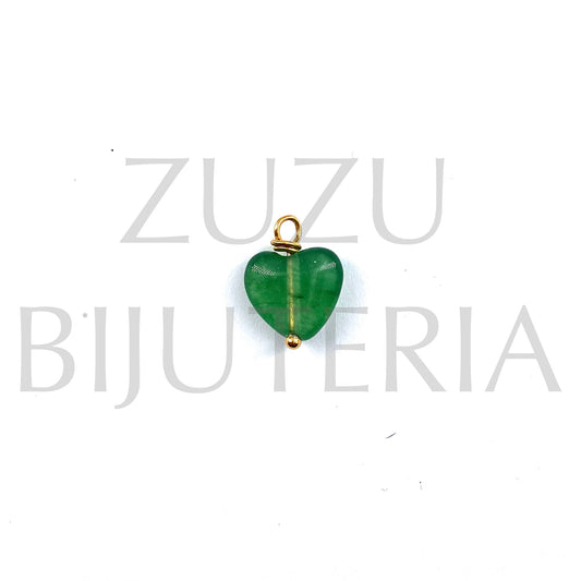 Agate Stone Heart Pendant 12mm x 11mm - Stainless Steel