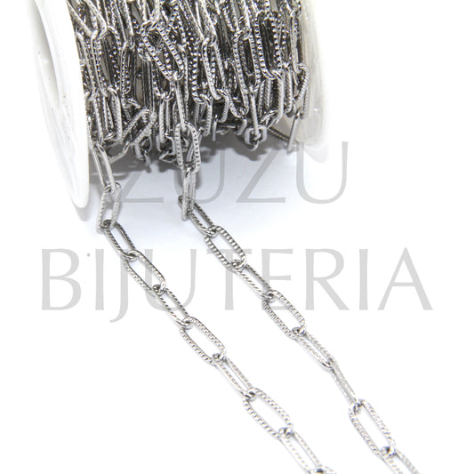 Rectangular Link Chain with Silver Details 13mm x 4mm - Stainless Steel