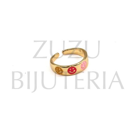 Pink Smile Ring (Adjustable) - Brass