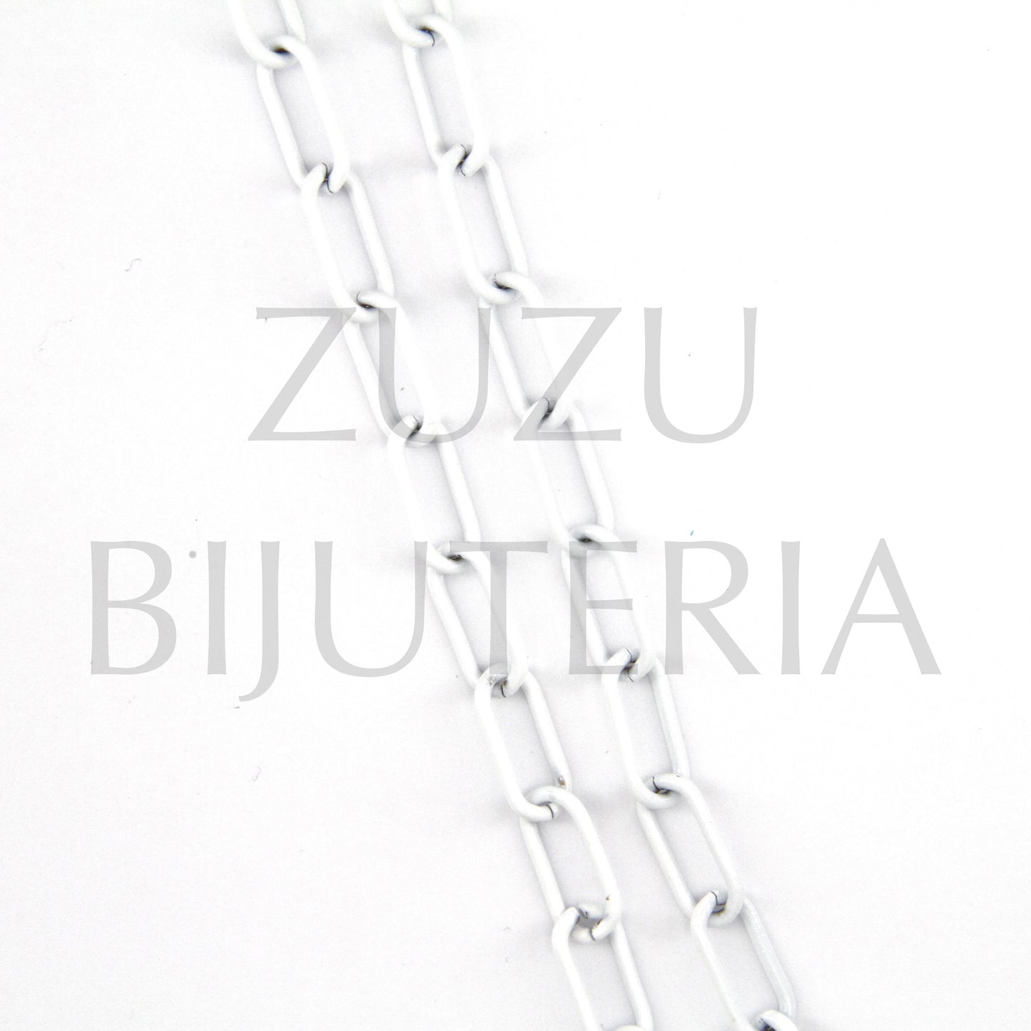 Rectangular Chain with White Paint 16mm x 7mm - Brass