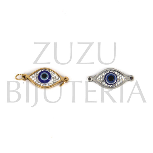 Pendant/Inset Eye with Zirconia 10mm x 21mm - Stainless Steel