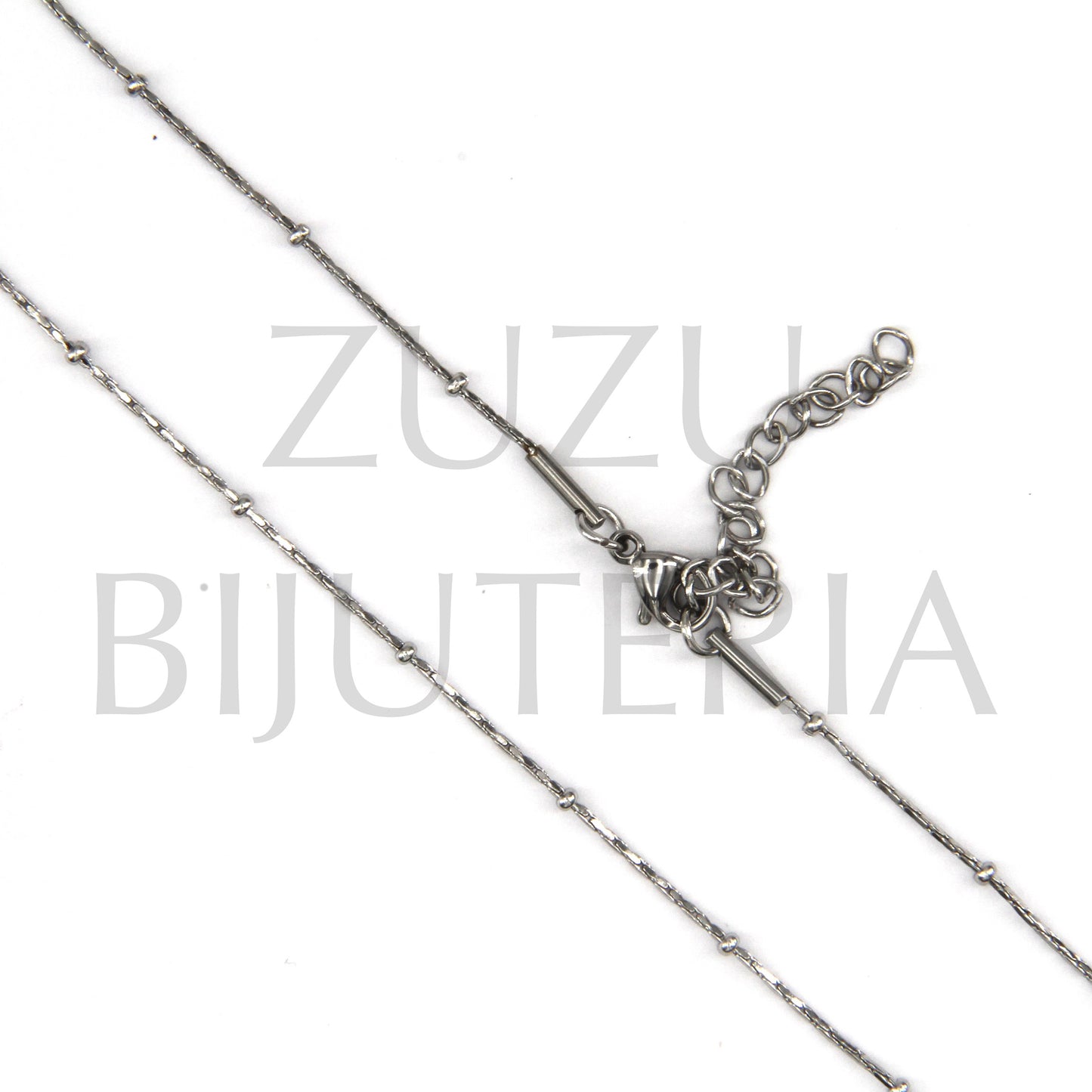 0.7mm Necklace with 1.6mm Polka Dots (44cm+5cm) - Stainless Steel