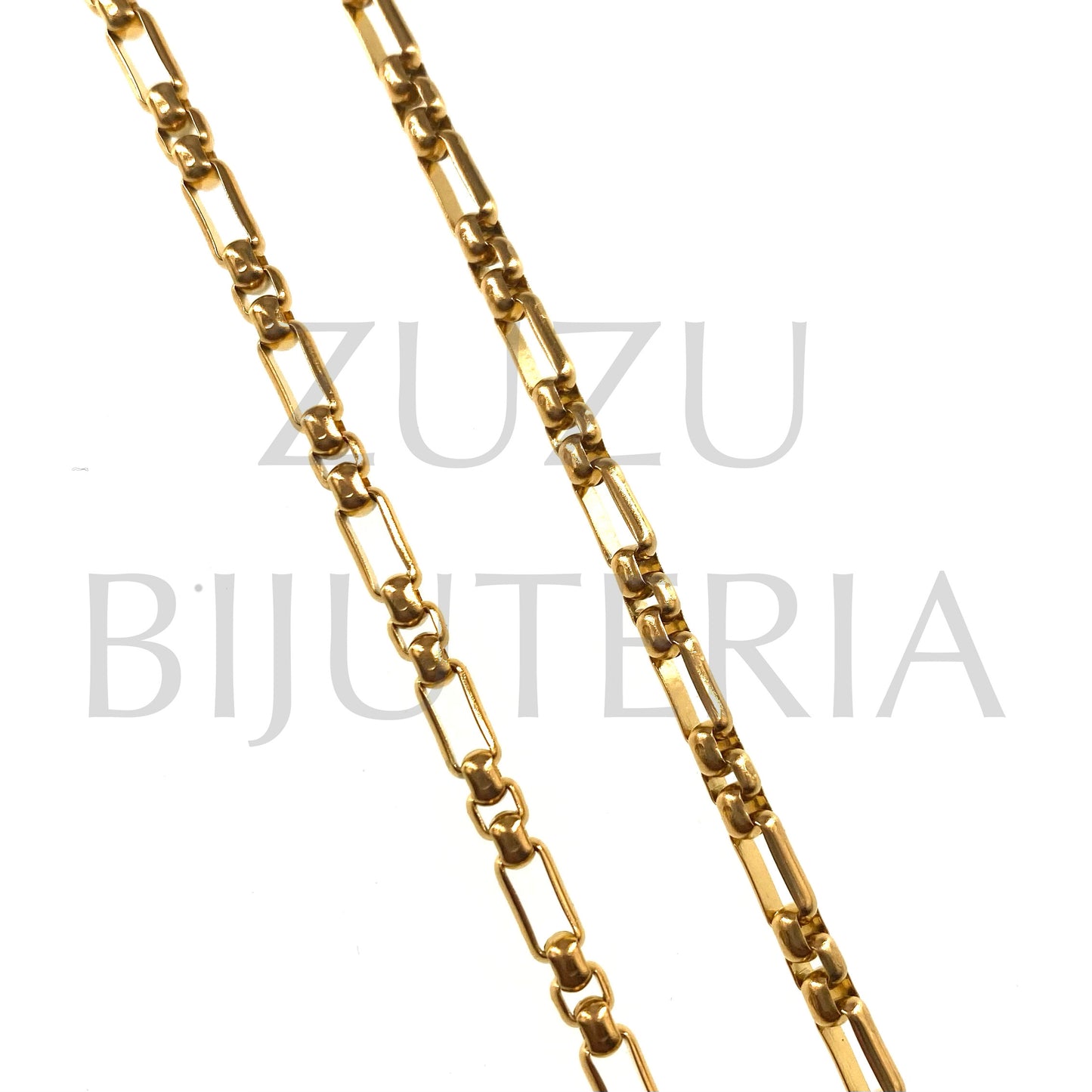 Rectangular Gold Chain 3mm - Stainless Steel