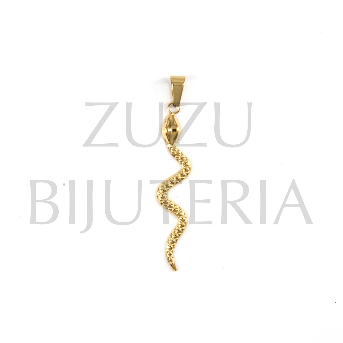 Pendente Cobra Dourado 44mm x 3mm - Aço Inox