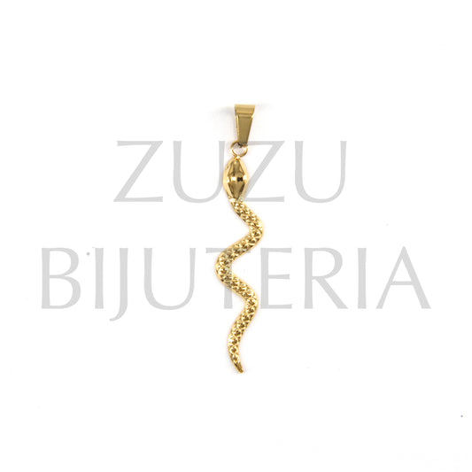 Pendente Cobra Dourado 44mm x 3mm - Aço Inox