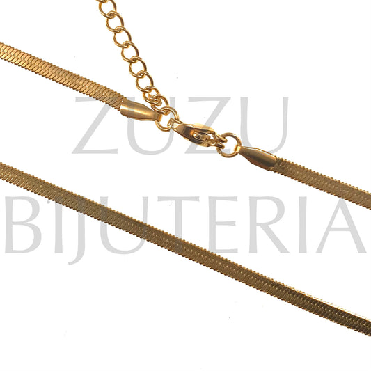 Colar Snake 2mm Dourado 45cm + 5cm) - Aço Inox