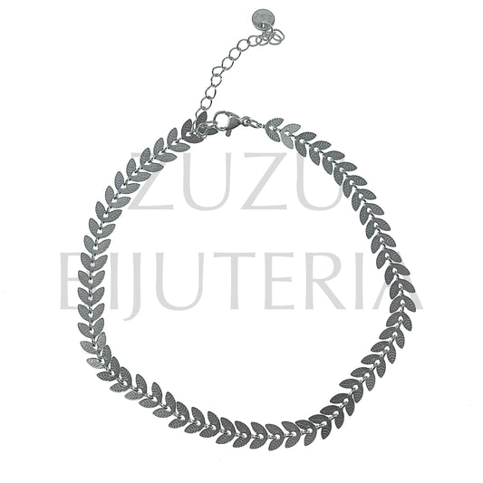 Pulseira de Pé Prateado 21cm + 5cm - Aço Inox