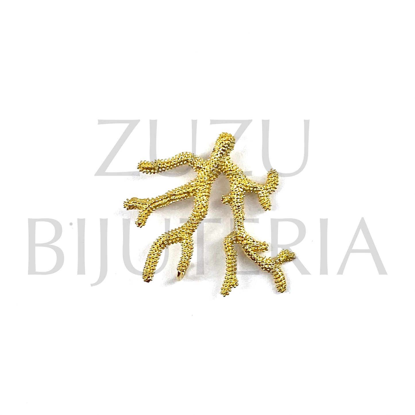 Pendente/Entremeio Coral Dourado 25mm x 28mm - Cobre