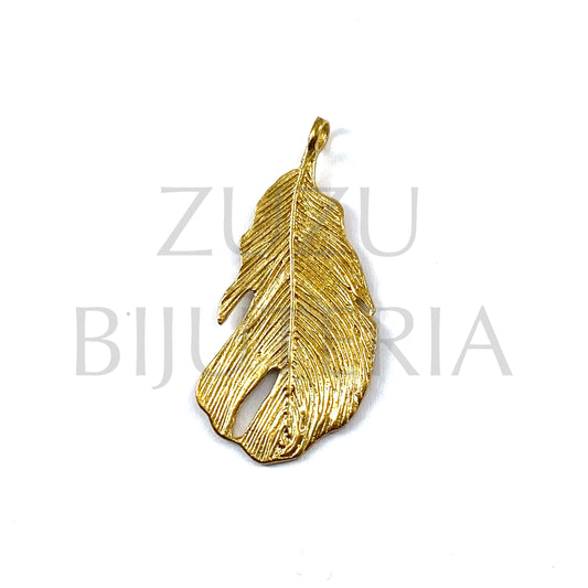 Pendente Folha Dourado 40mm x 23mm - Cobre