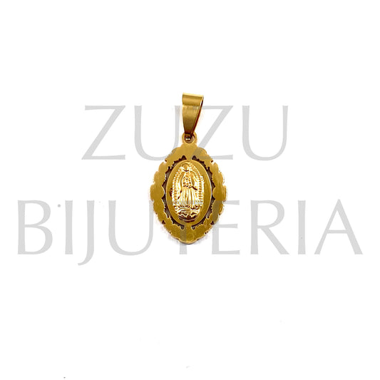 Pendente Nossa Senhora Dourado 22mm x 17mm - Aço Inox