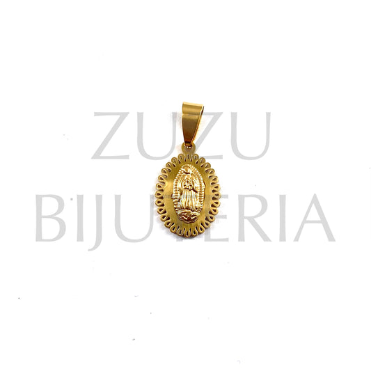 Pendente Nossa Senhora Dourado 21mm x 15mm - Aço Inox