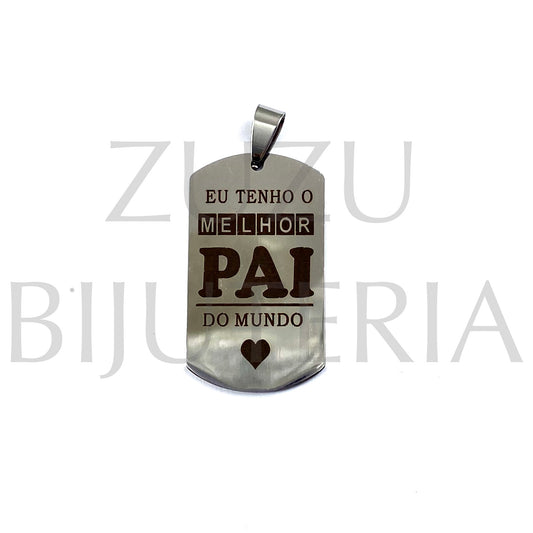 Pendente Pai Prateado 38mm x 21mm - Aço Inox