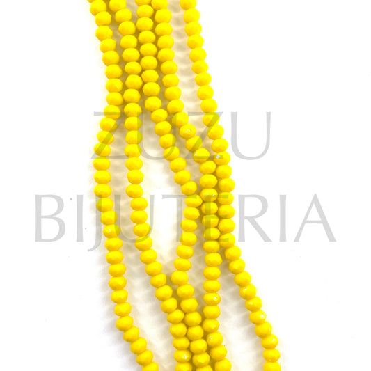 4mm Faceted Crystal Row (0.5mm Hole) - Yellow (45cm)