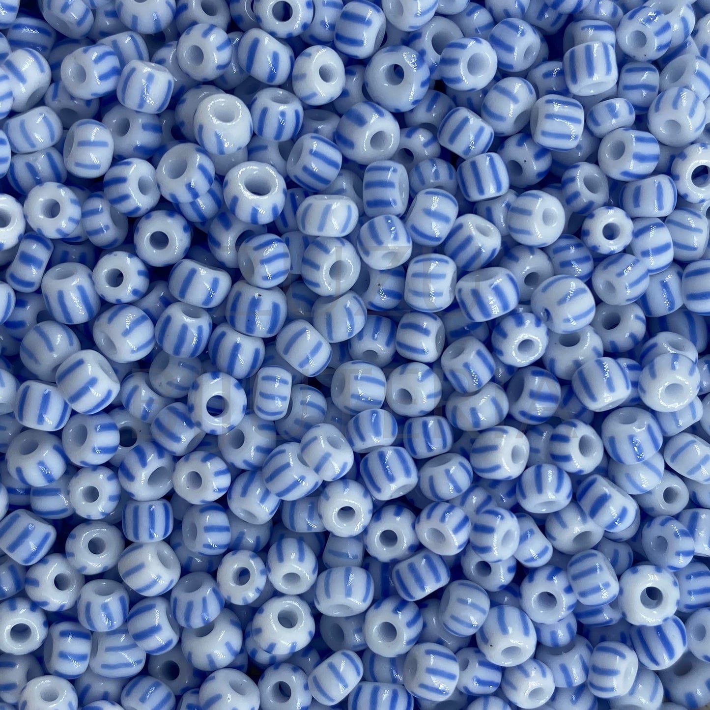 Missangas 4mm Azul/Branco - Pacote de 25g