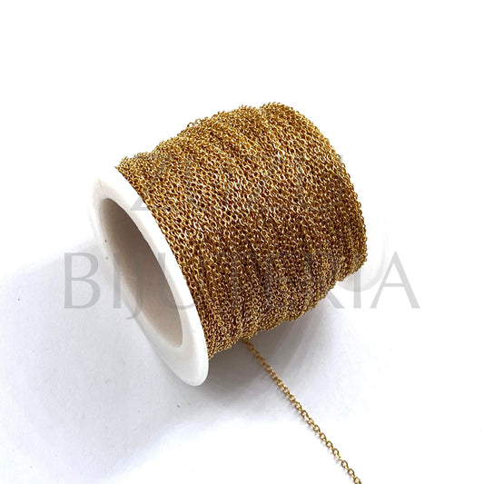 Chain Reel Oval Link 1mm Golden (25 Meters) - Stainless Steel