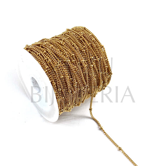 Twisted Chain Spool with Polka Dots 1.5mm Golden (15 Meters) - Stainless Steel
