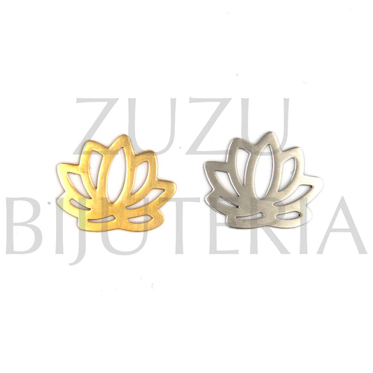 Lotus Pendant/Inset 20mm x 24mm - Stainless Steel