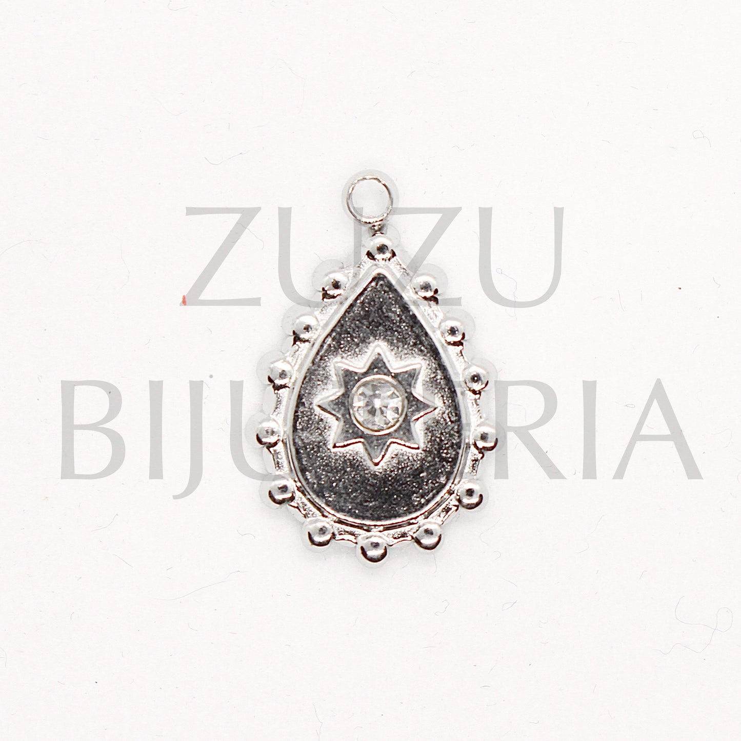 Pendente Gota com Zirconia 20mm x 13mm - Aço Inox