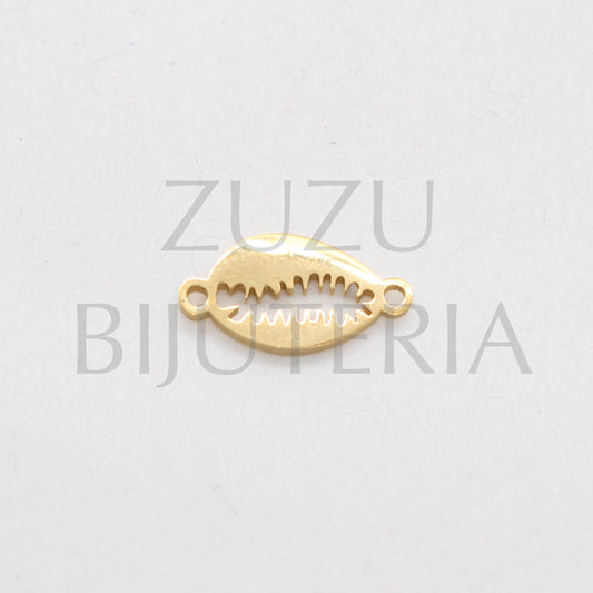 Pendente Búzio Dourado 15mm x 8mm - Aço Inox