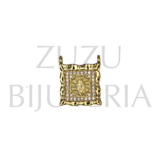 Pendant/Scapular Our Lady with Zirconia 20mm x 16mm - Brass