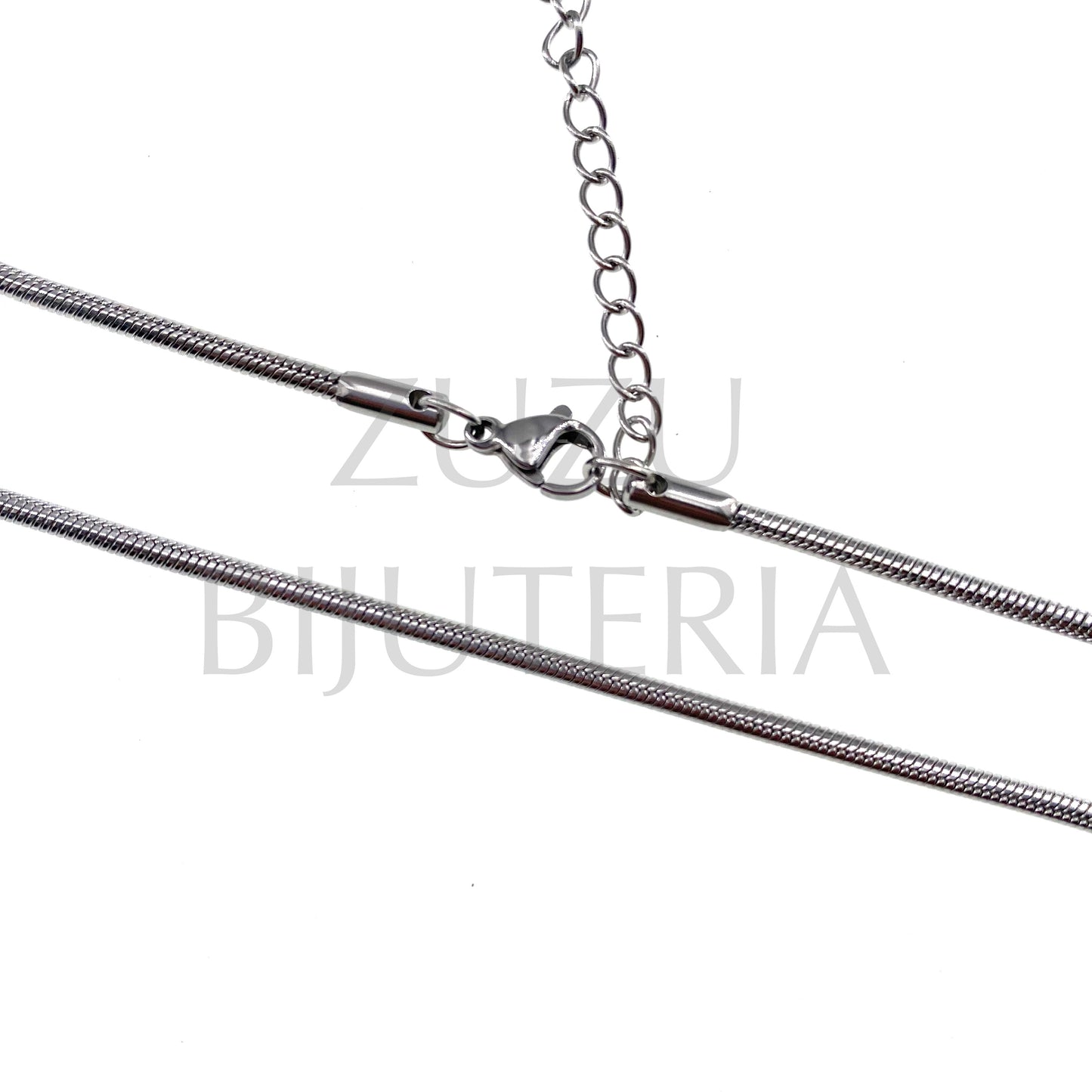 Fio Pronto Malha Snake Prateado 2mm (45cm + 5cm) - Aço Inox