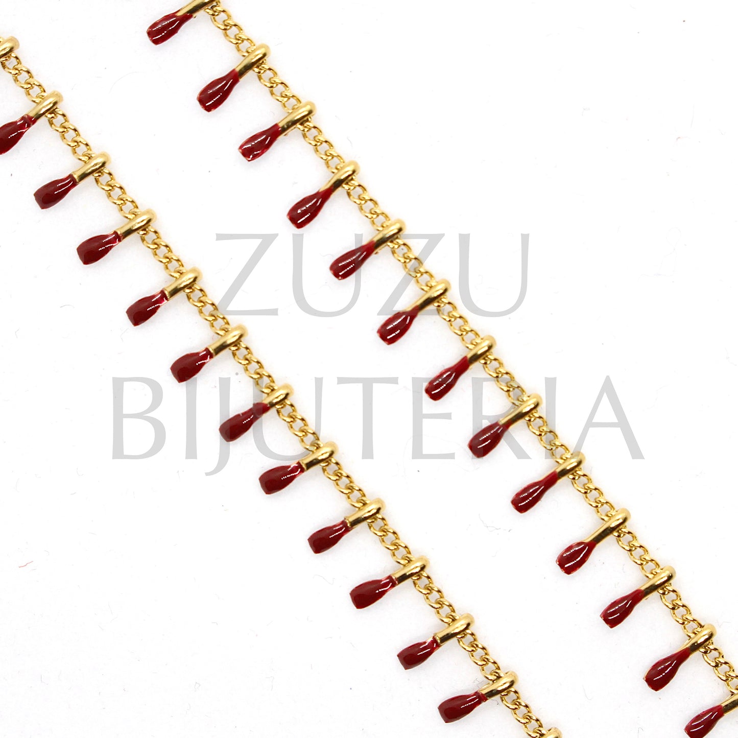 Chain with 1.5mm Bordeaux Details - Stainless Steel