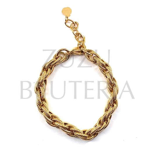 Pulseira Corrente Malha 8mm (18cm + 5cm) - Aço Inox