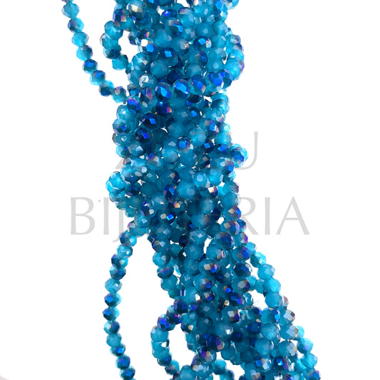 Faceted Crystals Row 4mm (1mm Hole) - Blue Mirror (40cm)