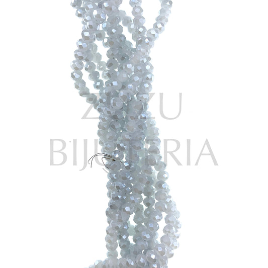 Faceted Crystals Row 4mm (1mm Hole) - Light Gray Mirrored (40cm)