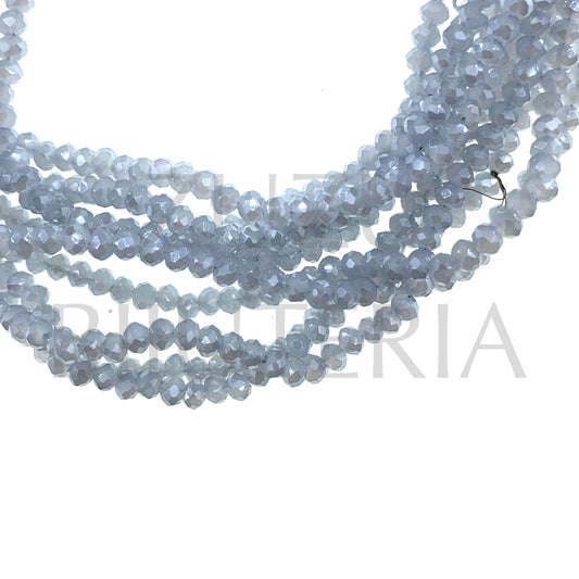 3mm Faceted Crystal Row (1mm Hole) - Light Gray Mirrored (40cm)