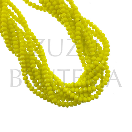 3mm Faceted Crystal Row (1mm Hole) - Yellow (45cm)