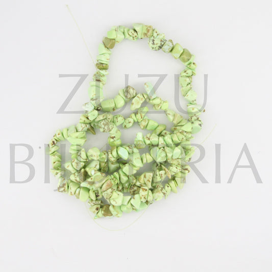 Fiada Cascalho 80cm (Furo 1mm) - Howlita Verde