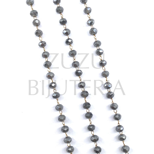 Chain Crystals 4mm Gray Scattered - Golden Stainless Steel