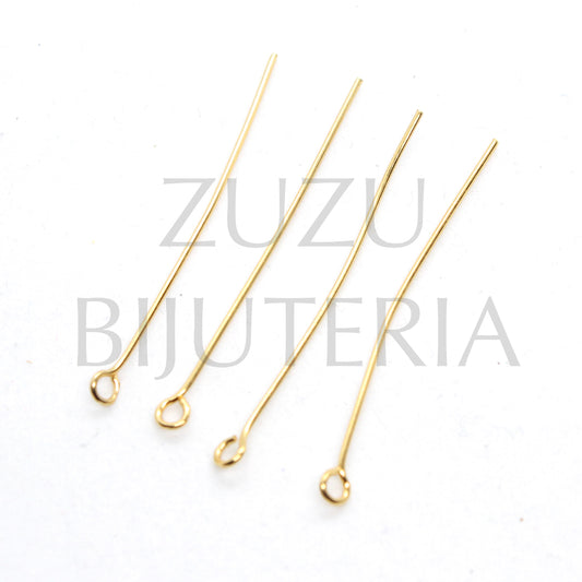 Pacote de 10 Espigões Argola de Montagem Dourado (Furo 0.8mm) - Aço Inox