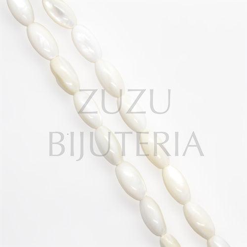 Mother of Pearl Oval Bead 9mm x 4mm - White