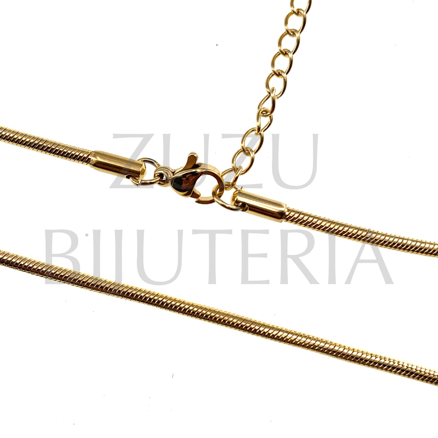 Fio Pronto Malha Snake Dourado 2mm (45cm + 5cm) - Aço Inox