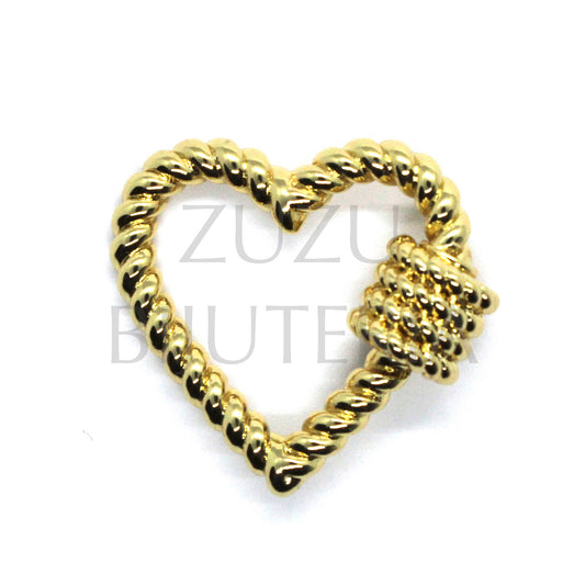 Twisted Heart Pendant / Clasp - Brass Gold Plated